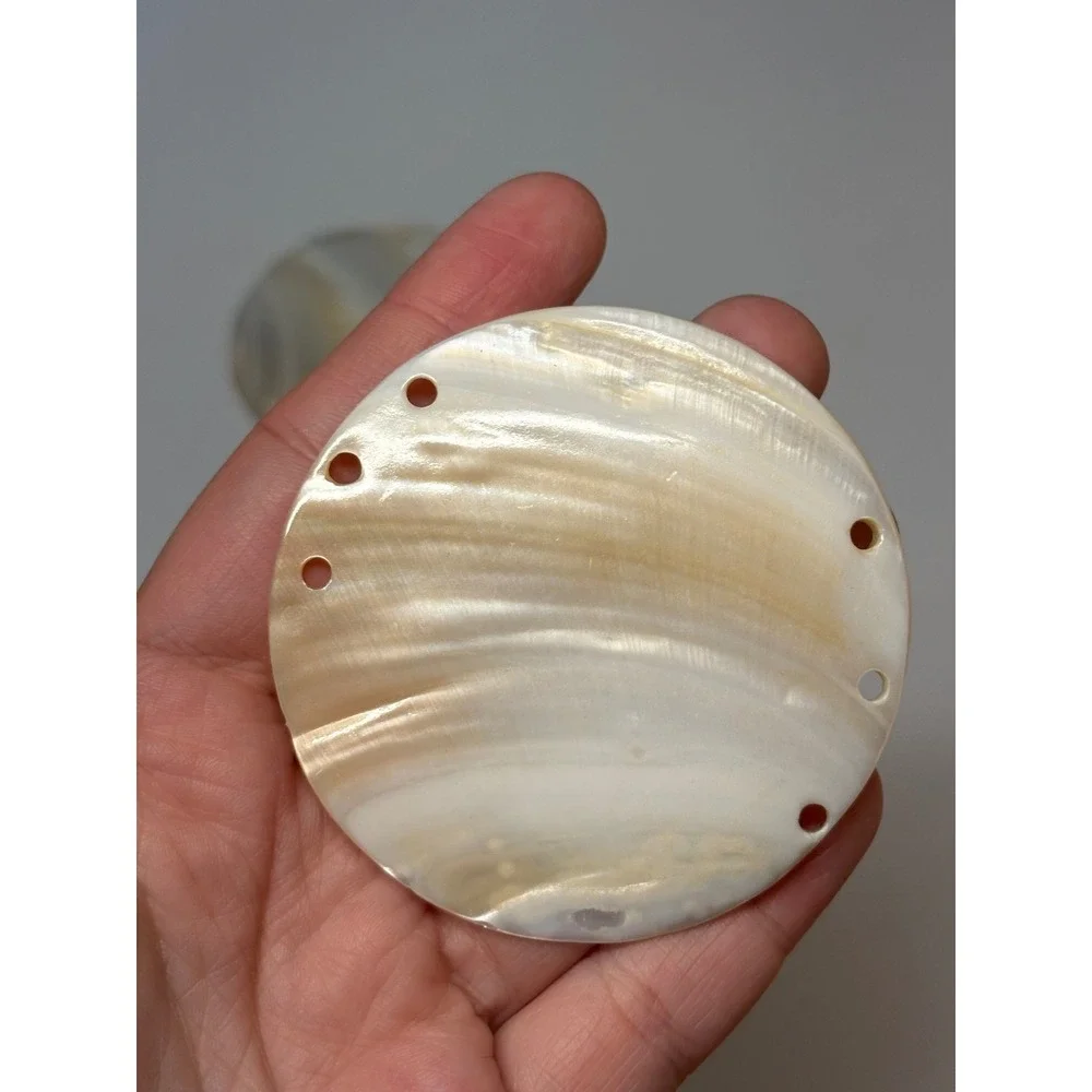 3pc Vintage Mother of Pearl Shell‎ Disks Iridescent 2.5 Inch Perimeter Drilled